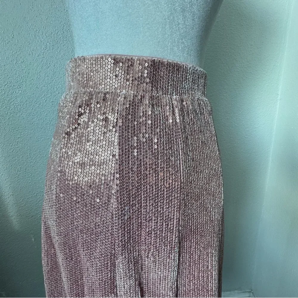Isaac Mizrahi Live Pink Skirt Sequins Wearable Art Dressy Size S